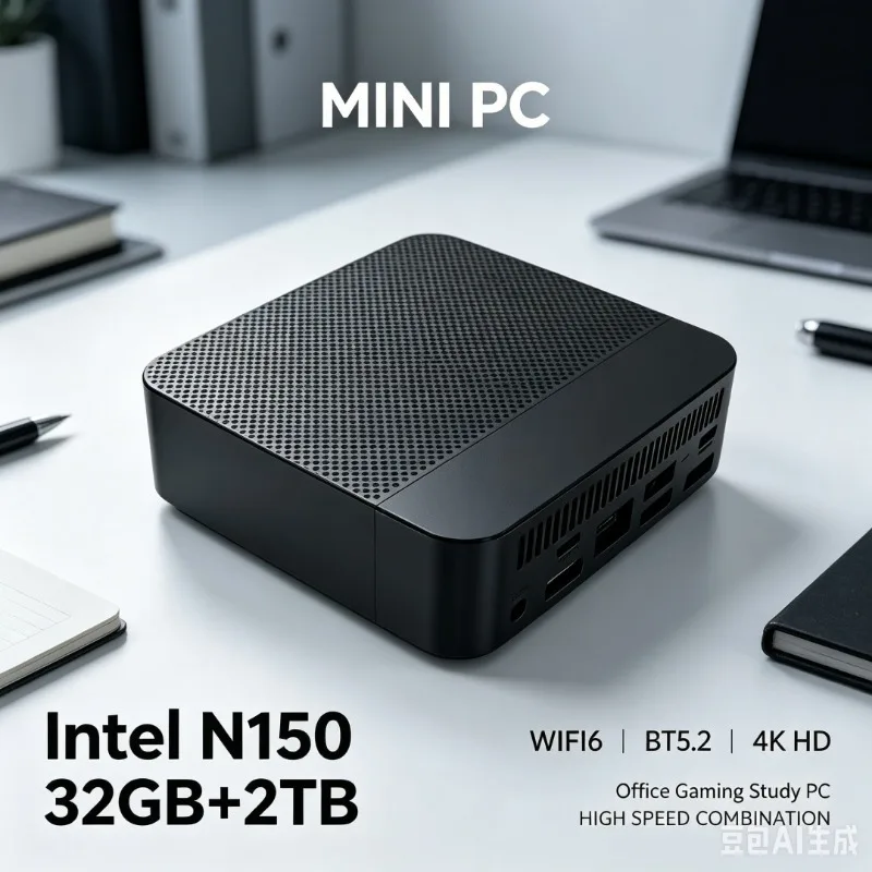 High Speed Mini PC Intel N150 16GB RAM 2TB SSD WiFi 6 Display Windows 11 Portable Desktop for Work Gaming Study