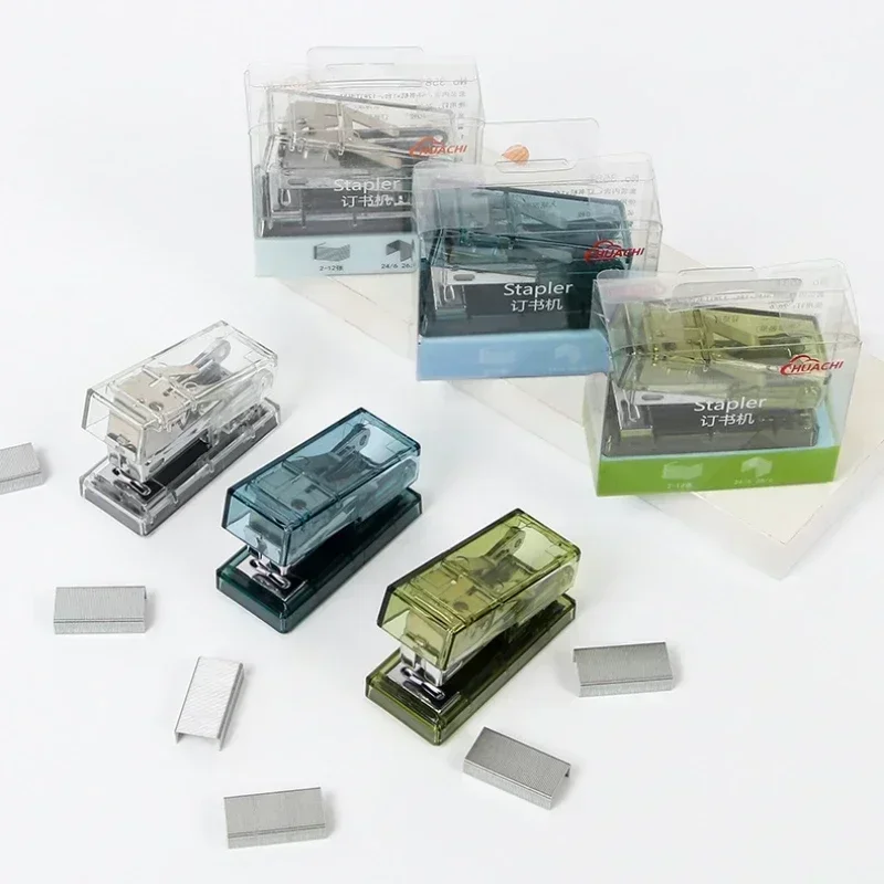 Transparent Mini Stapler Set Office Simple Student Stationery Data Arrangement Supplies Decor