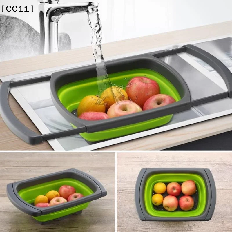 1pcs Fruit Vegetable Washing Basket Foldable Strainer Silicone Colander Dish Collapsible Drainer Filter Storage Tool〔CC11〕
