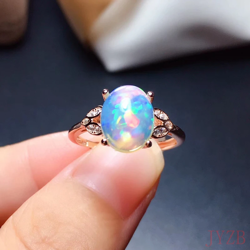 Jewelry Vintage Opal Ring everyday wear 8mm x 10mm authentic Australian opal silver ring fashion 925 silver opal jewelry