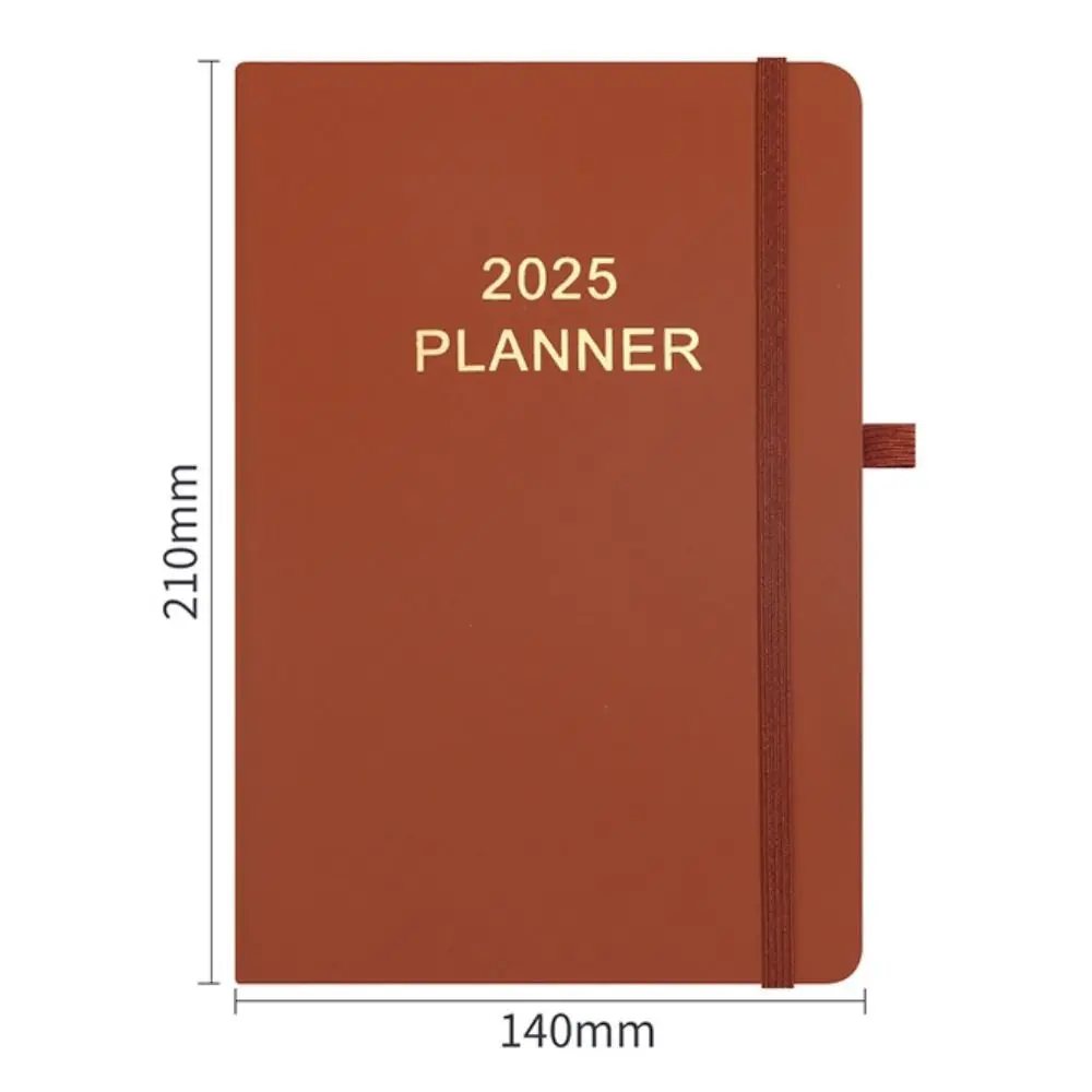 Schedule Journal 2025 Planner Notebook Efficiency Daily Planner Reminder Calendar Notebook with Straps PU Diary Book Student