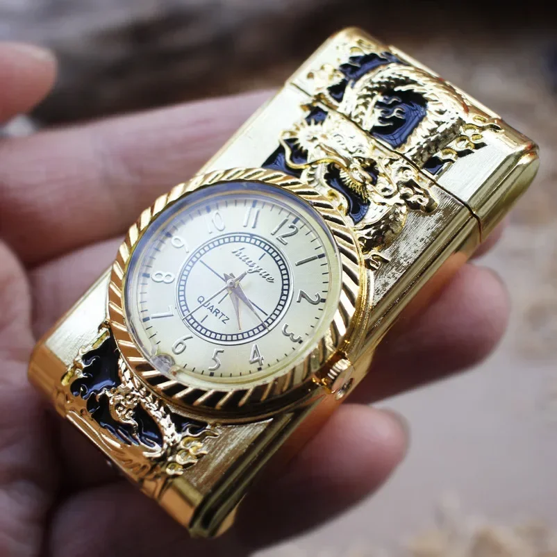 2026 Gecko Shape Quartz Clock Lighter, Compact Gas Lighter, Butane Jet Torch, Cigarette Cigar, Direct Fire Lighter, Men's Gift