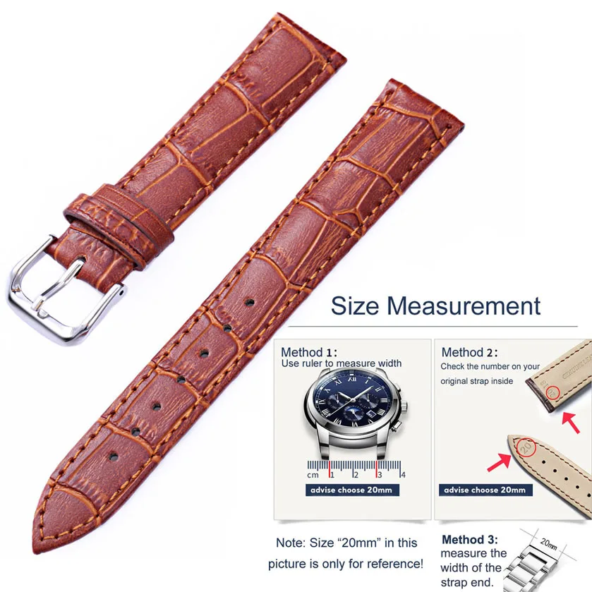 Crocodile Genuine Leather Watch Band 10 12 13 14 15 16 17 18mm 19mm 20mm 21mm 22mm 23 24mm Watch Strap with Pins OLEYW