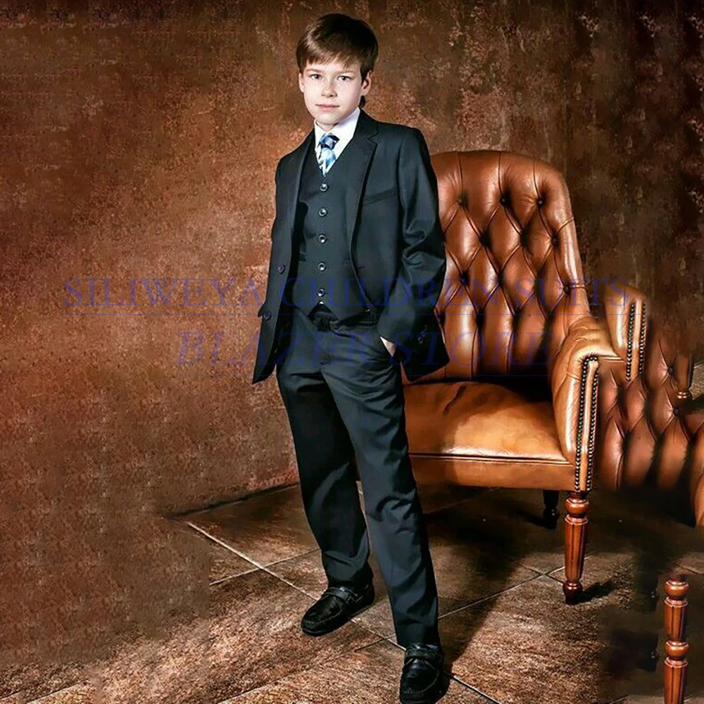 

Детская одежда на заказ, костюмы, однотонные однобортные однобортные костюмы с лацканами, куртка из трех предметов, брюки, жилет, комплекты высокого качества