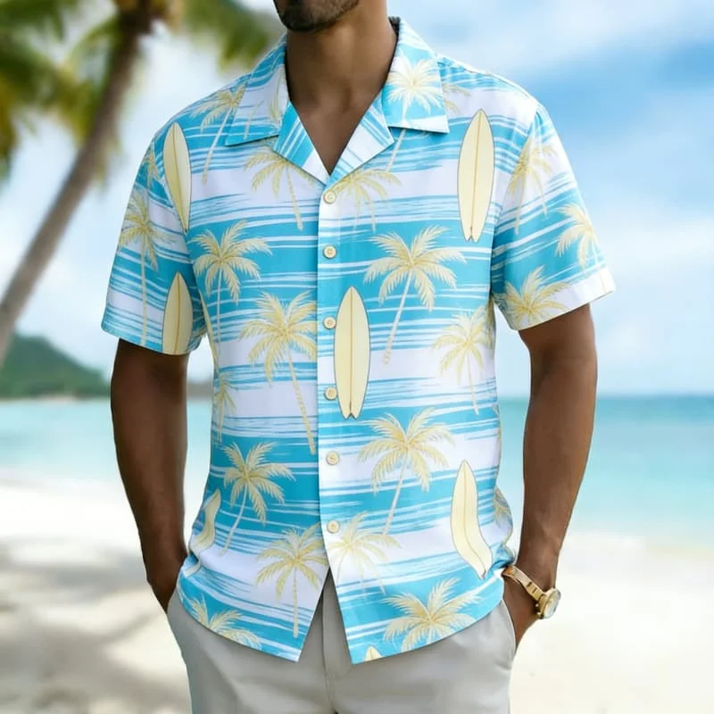 

Мужская рубашка с ярким принтом в островном стиле, универсальная повседневная одежда для ежедневных поездок на работу, офиса, летнего отдыха и пляжа