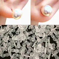 100/10 pièces Embouts de sécurité en caoutchouc silicone souple pour boucles d'oreilles clous, accessoires de fabrication de bijoux DIY, embouts en forme de balle 4