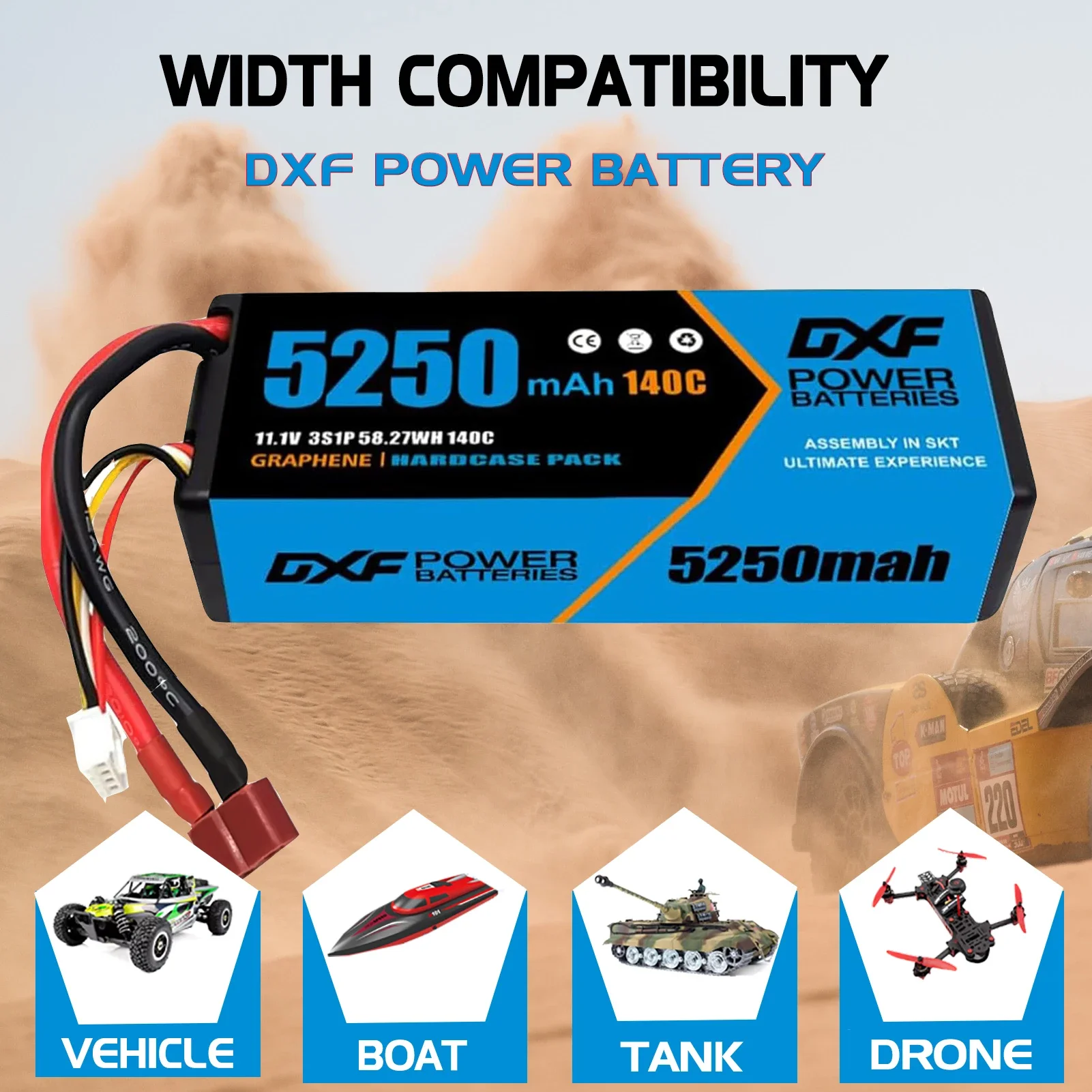 DXF 11.1 فولت 140C 5250 مللي أمبير 3S يبو بطارية مع EC5 T عمداء موصل هاردكيس البطارية ل RC سيارة قارب شاحنة هليكوبتر طائرة #5