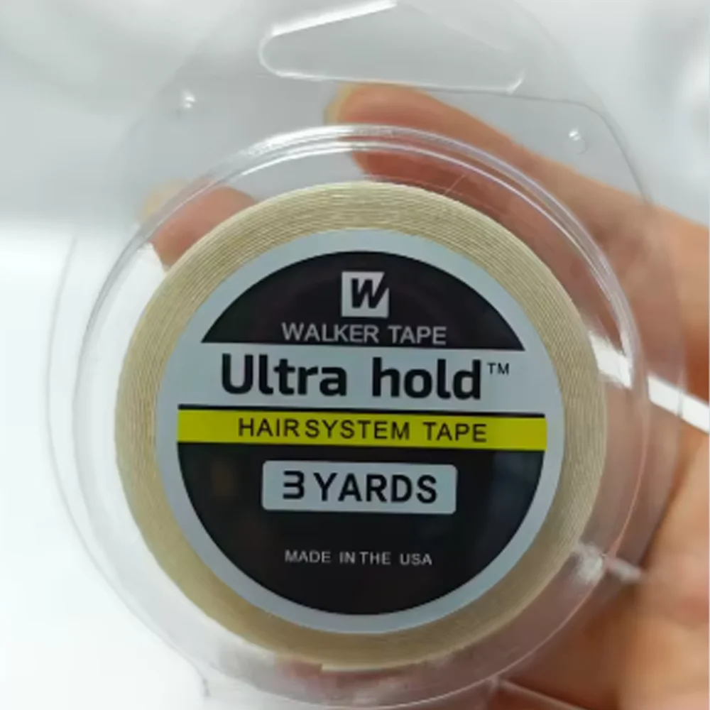 شريط شعر مستعار أسود على الوجهين مع غلاف خارجي - لاصق قوي للشعر مقاس 3/12/36 لتركيب الشعر المستعار