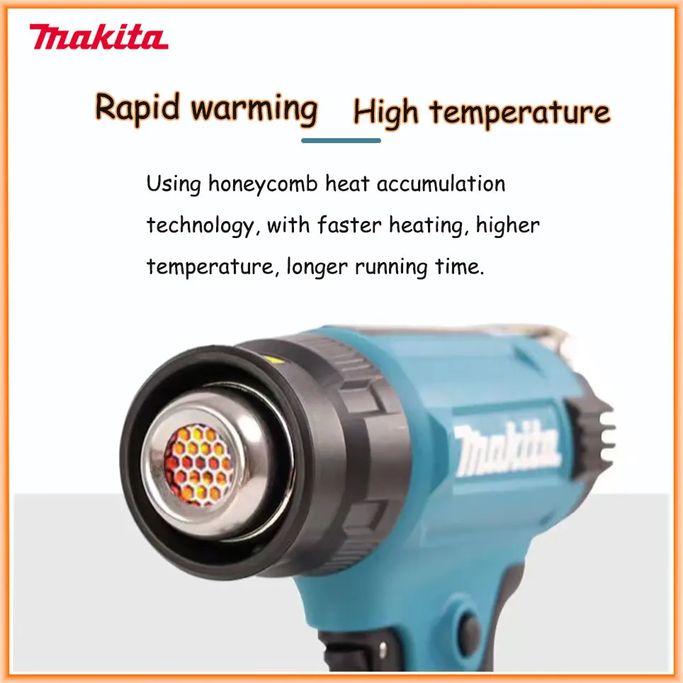 Original Makita DHG181 18V Cordless Heat Gun Max 550°C 200L/Min Lithium Battery High Power Portable Heat Shrink Film Baking Gun