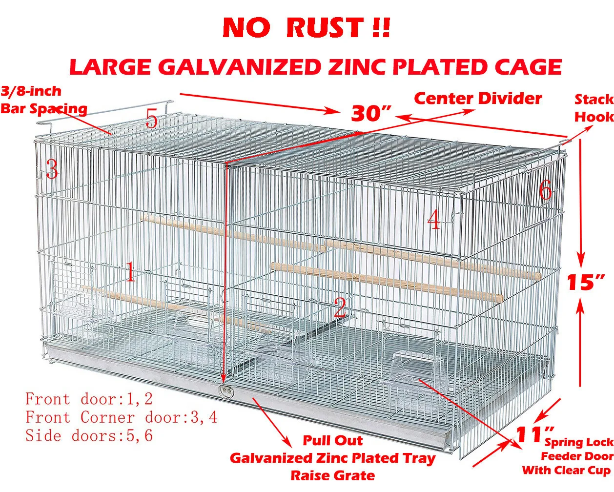 Large NO RUST Galvanized CAMBO-4 of Bird Canary Breeding Breeder Cages W/Stand
