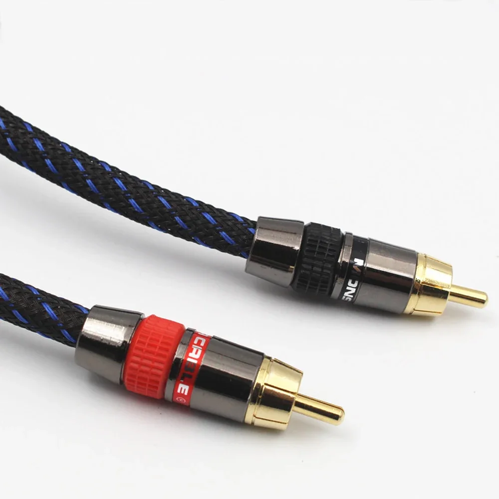 High Quality Audio RCA Cable OFC Copper Plated Silver Cable, Two Core Shielded Signal Wire,Hifi Audio RCA Signal Cable