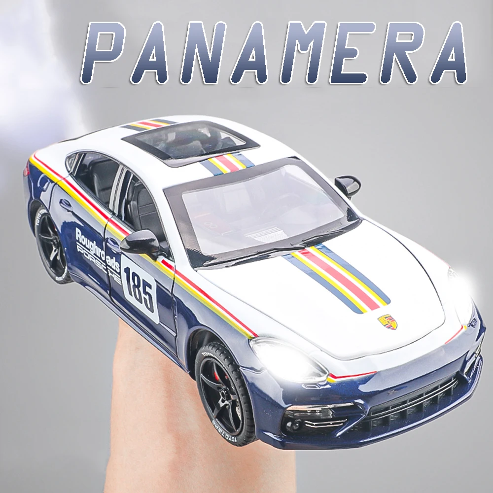 

Масштаб 1:24 Panamera EVO Spray, спортивный автомобиль, игрушечные модели, литой под давлением сплав, суперкары, звук, свет, двери, открытая модель с откатным механизмом, орнамент