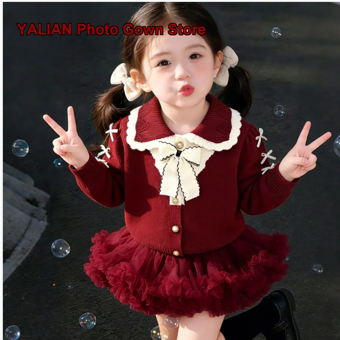 Girls Two-Piece Set Kids New Year Stylish Outerwear Baby Girl Autumn Winter Beautiful Fashionable