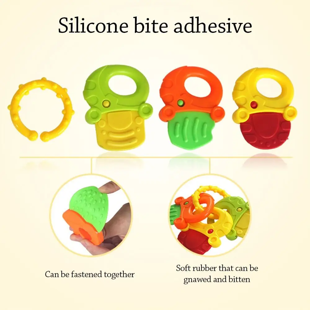 7 sztuk/zestaw Kolorowe Grzechotki z Kreskówkami Inteligentne Urocze Dzwoneczki do Rąk Miękkie Interaktywne Gryzaki Akcesoria