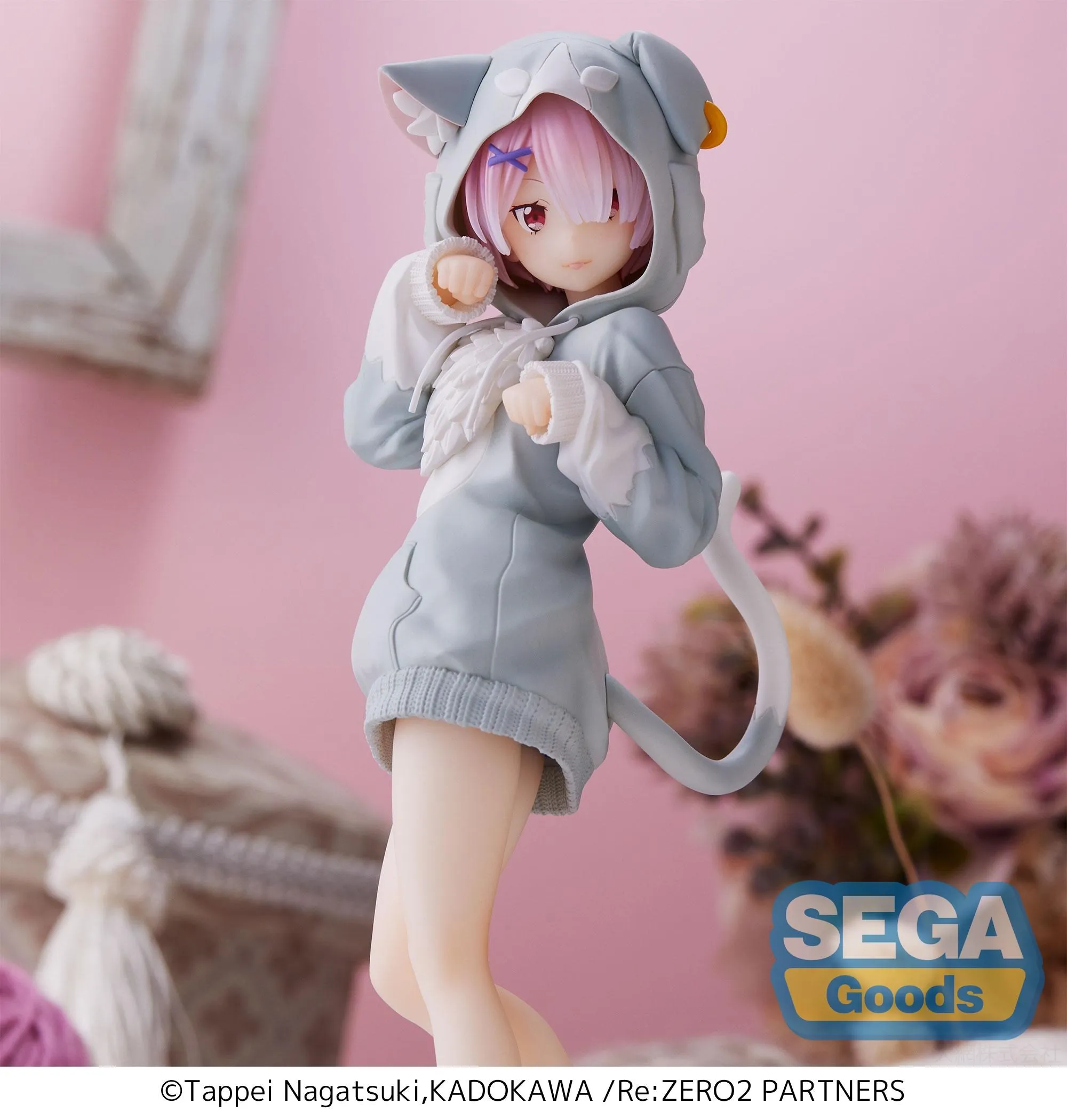 18CM Cute Anime Rem Emilia Cat RE: Zero Starting Life In Another World Figure Different Color Version Static Toys Japanese Dolls view 3