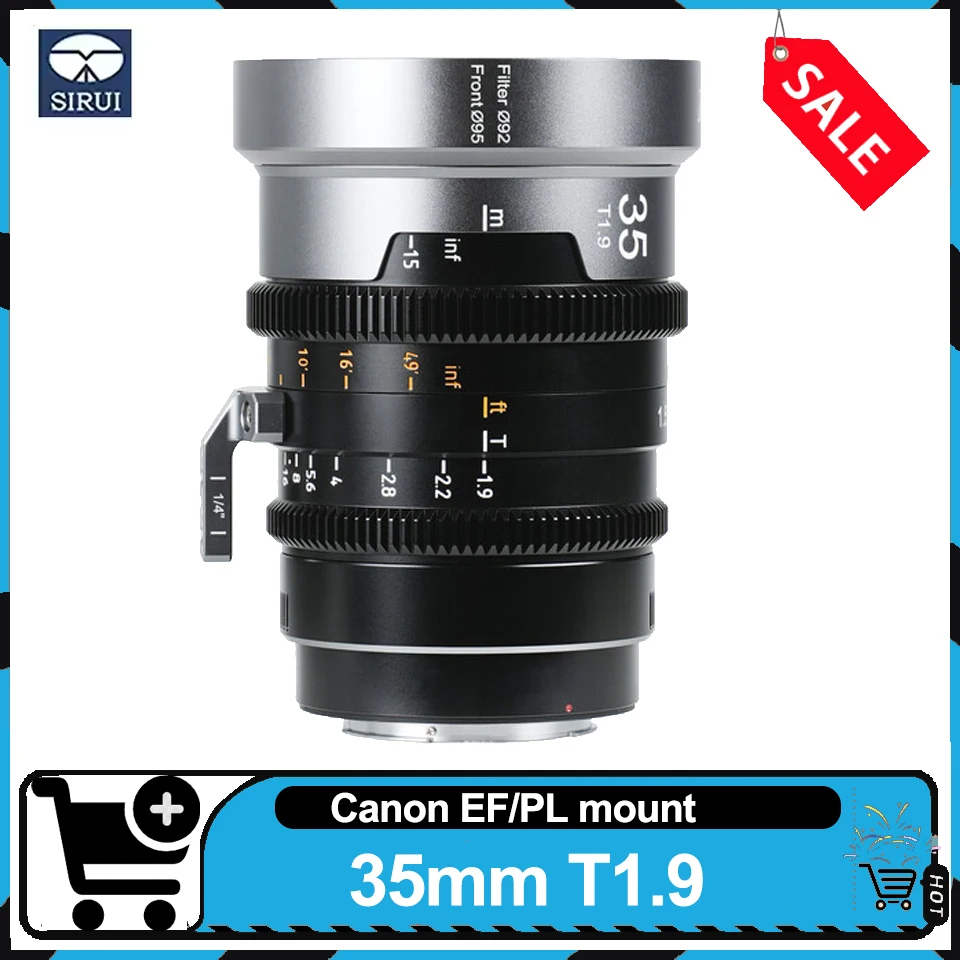 Sirui IronStar series 35mmT1.9 1.5x Large Aperture Full Frame Widen Cine Lens for Canon EF 5D mark ii PL mount