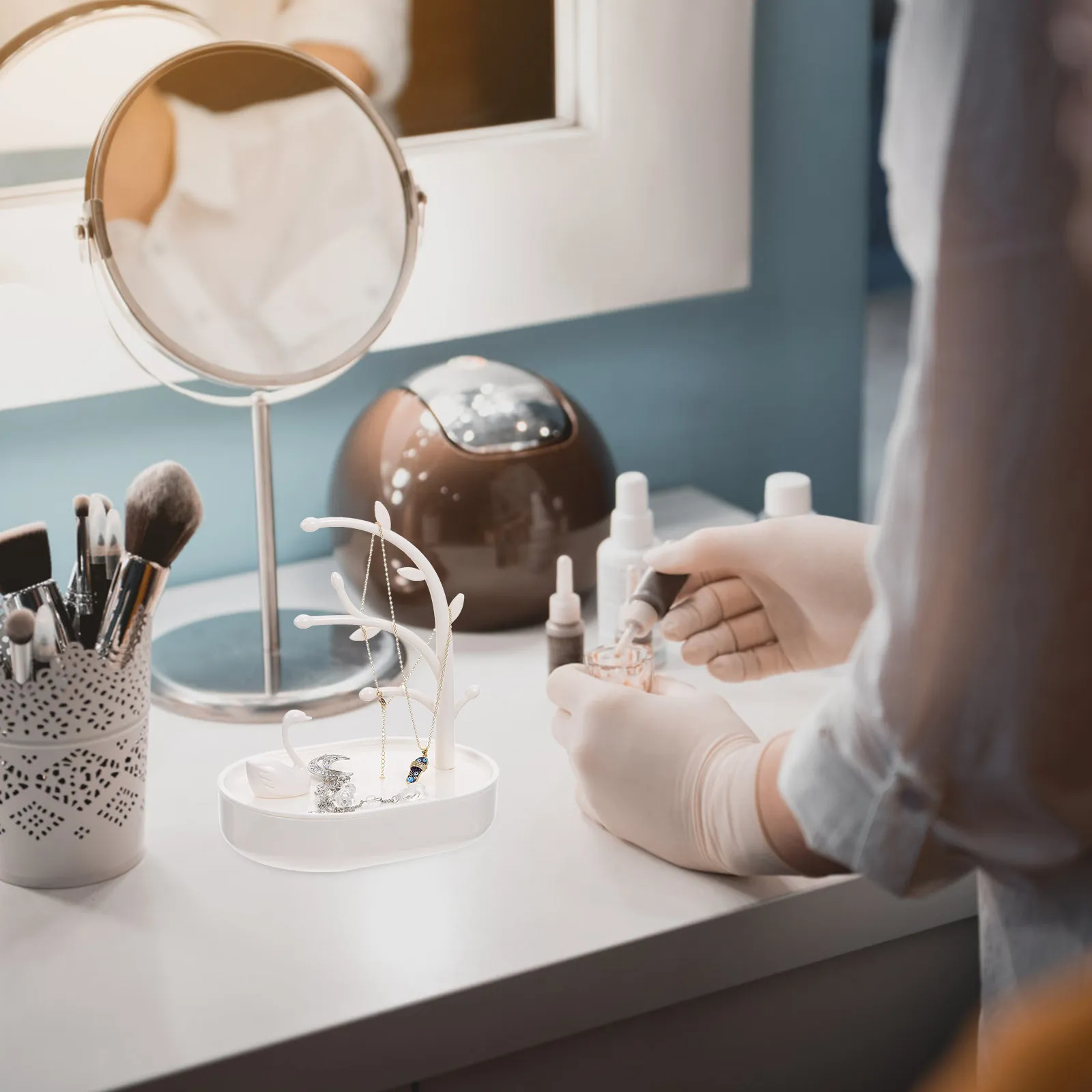 

Multi-Functional Jewelry Display Tree Hanging Rack Portable Lightweight Necklace Rings Organizer Jewelry Holder Desktop Storage