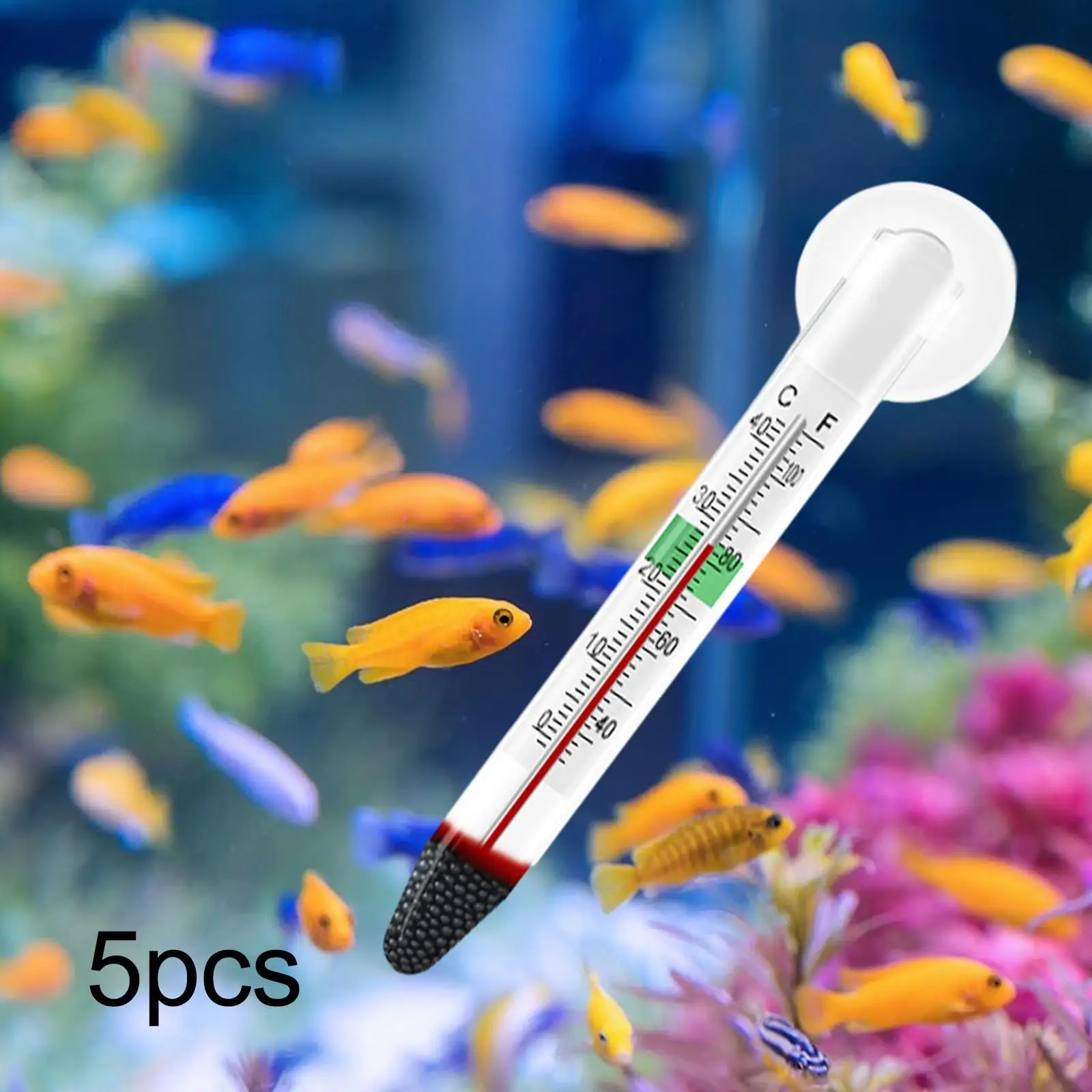 5Pcs Floating Thermometer Glass Tube Double Layered Glass Accessories Measurement Easy Read Accurate Fish Tank Thermometer