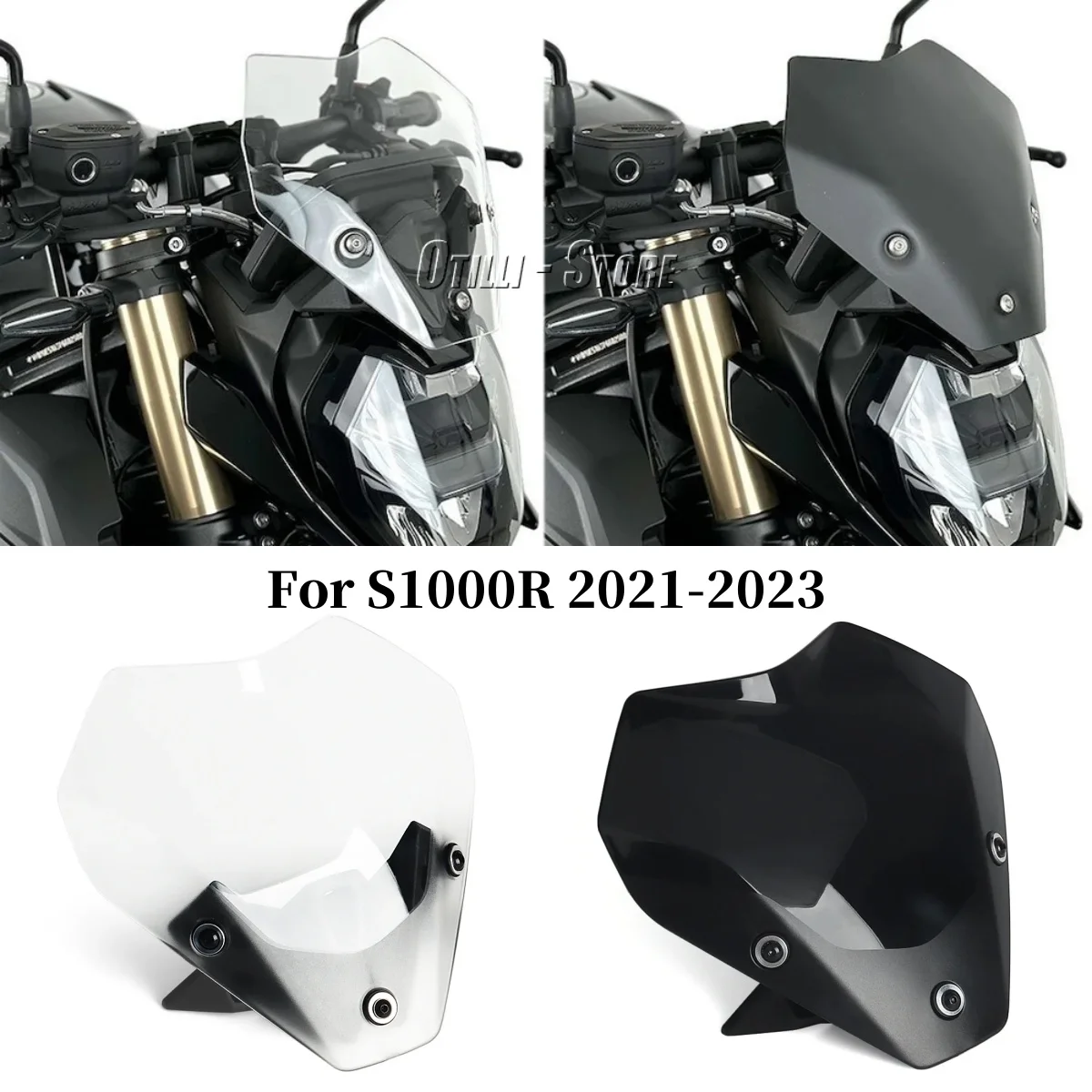 

For BMW S1000R S 1000 R S 1000R 2021 2022 2023 Motorcycle Accessories Spoiler Windscreen Windshield Wind Deflector Screen Shield