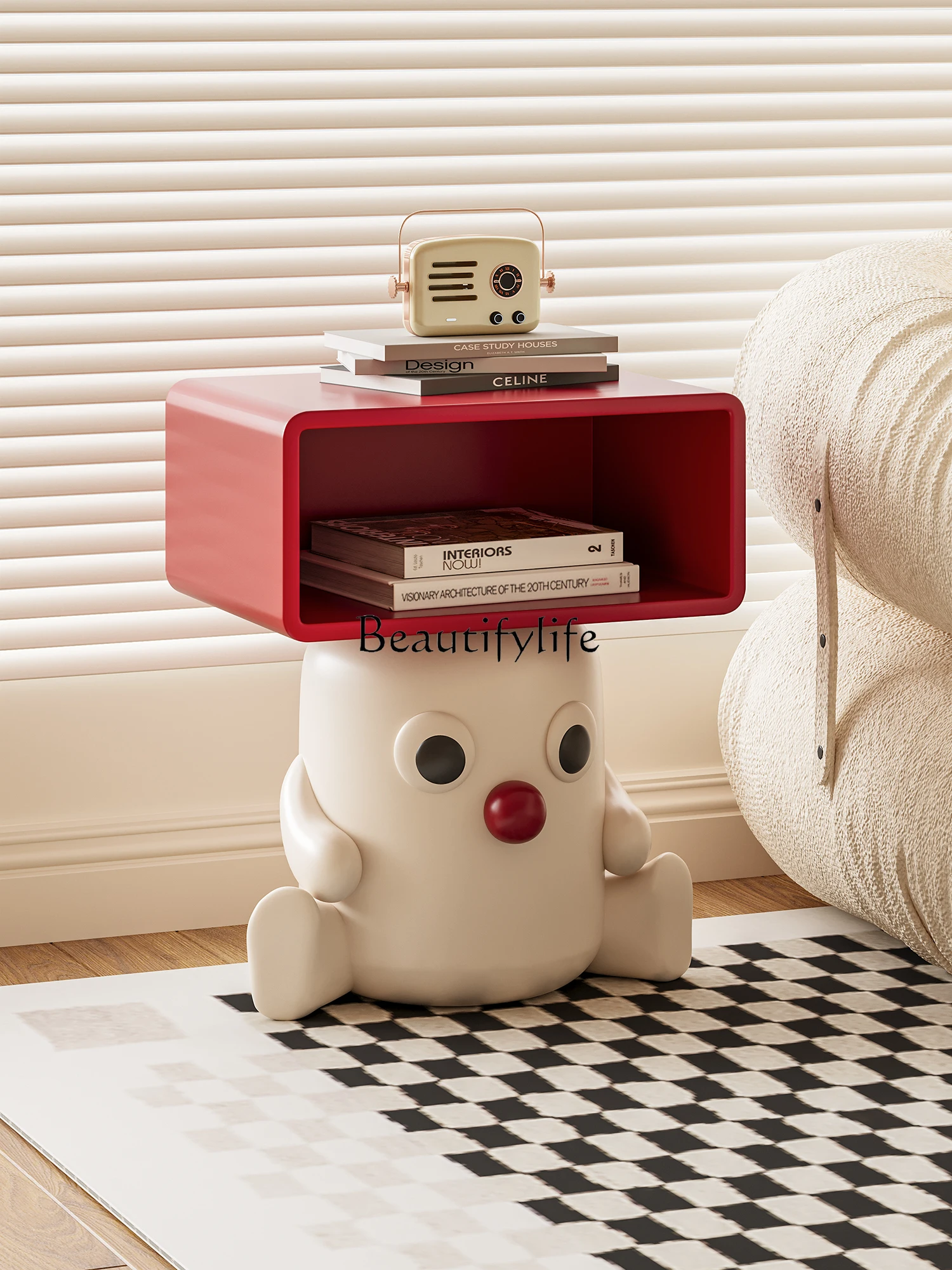 

White Red Nose Side Table Creative Design Sofa Side Table Side Table Cute Small Bedroom Bedside Cabinet