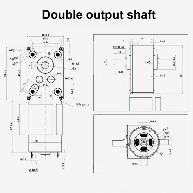5840-555 فرشاة المغناطيس الدائم محرك تباطؤ تيار مستمر 12V24V دودة توربو منخفضة السرعة قابلة للتعديل عزم دوران كبير قفل ذاتي