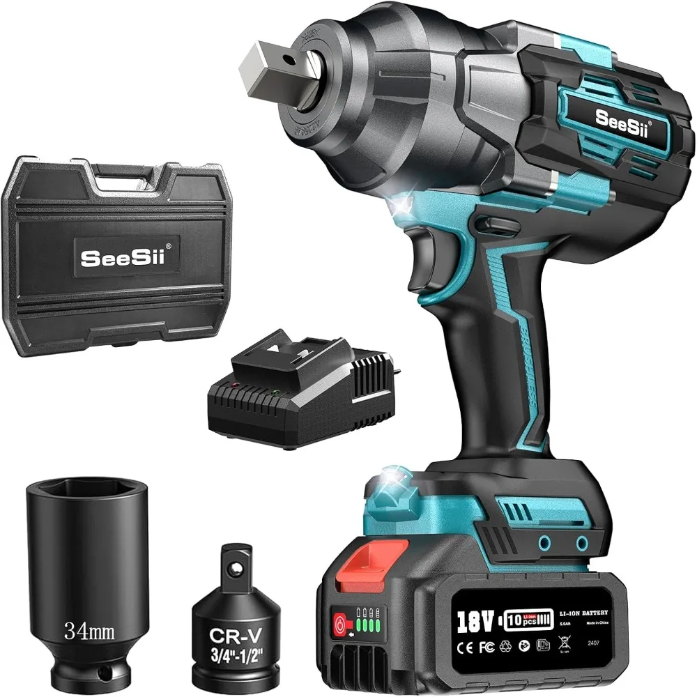 Cordless Impact Wrench, 1180Ft-lbs(1600N.m) High Torque Impact Gun 3/4