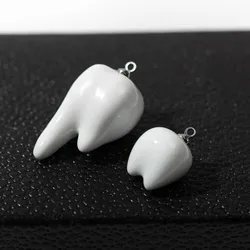 2pcs 2size Ceramic Teeth Pendant Necklace & Earring Set Ideal for DIY Porcelain Jewelry Making Accessories Z747