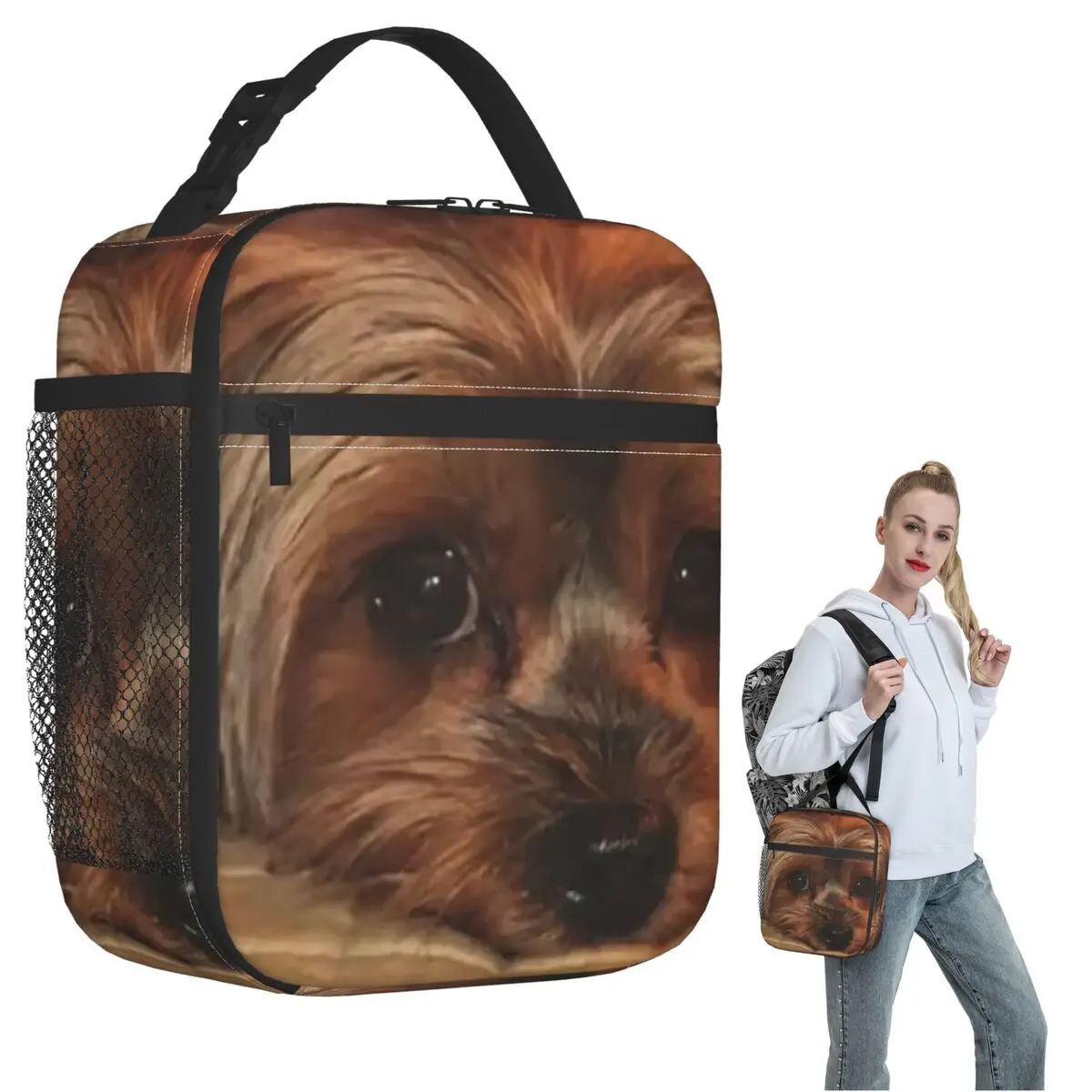 Yorkshire Terrier Yorkie Dog Insulated Lunch Bag for Women Kids Leakproof Food Boxes Thermal Lunch Box Tote
