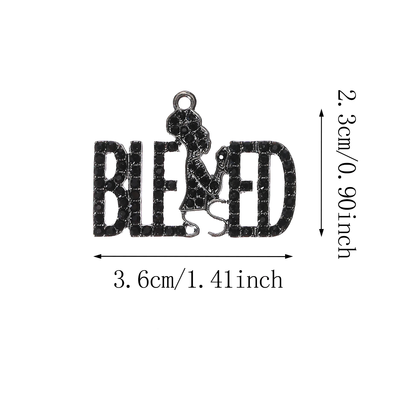 10pcs BLESSED Rhinestone Letter Charms for DIY Bracelet Bangle Making LTC0391-LTC0394