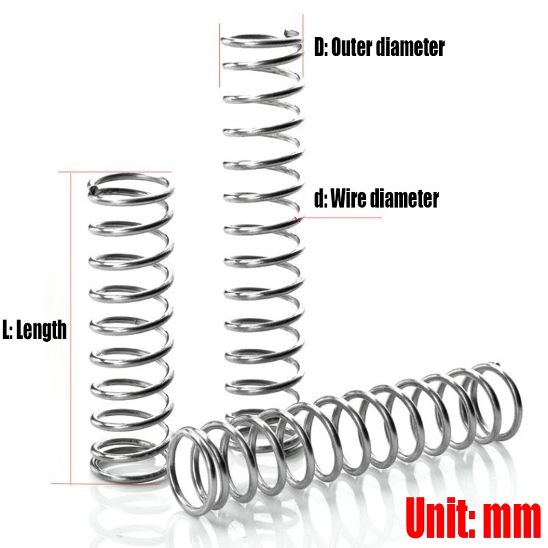 0.7mm Compression Spring Cylidrical Coil Return Galvanized Compressed Spring Release Pressure Springs OD 5-12mm Length 60-100mm