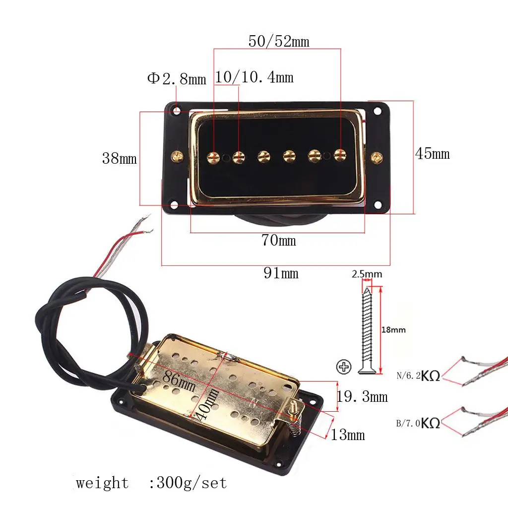 Tooyful Alnico 5 Humbucker Pickup Bridge Neck Set P90 for Electric Guitar Accessory Black