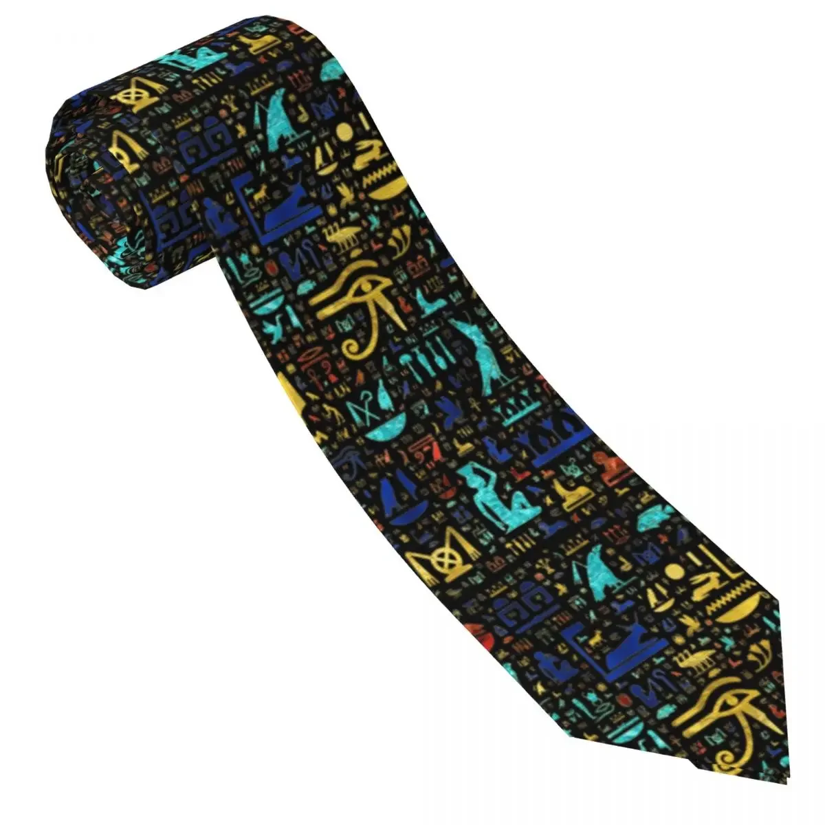 Custom Ancient Egyptian Hieroglyphs Neck Ties Men Printed Necktie Egypt Symbol Four Seasons Fashion Tie Necktie For Father's Day