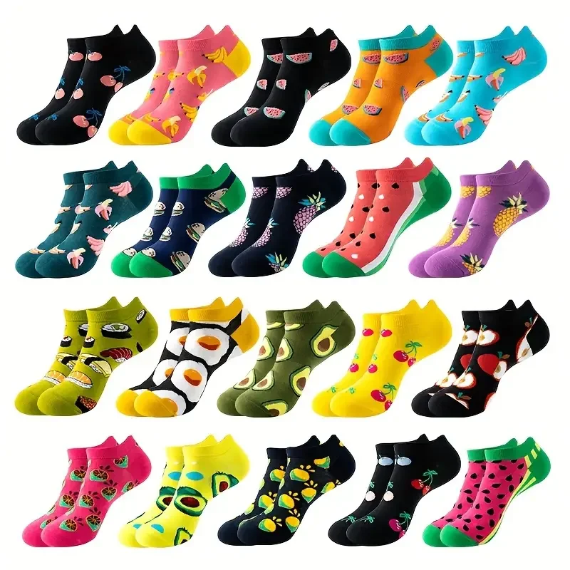 

10/15 pair of women's colorful fruit printed socks spring and summer casual cute socks fun design comfortable socks