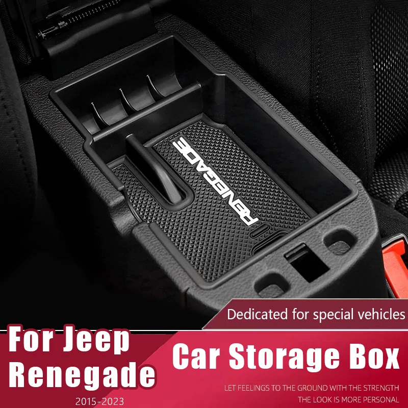 

For Jeep Renegade 2015-2023 Car Armrest Storage Box ABS Central Control Storages Stowing Tidying Container Tray Auto Interior