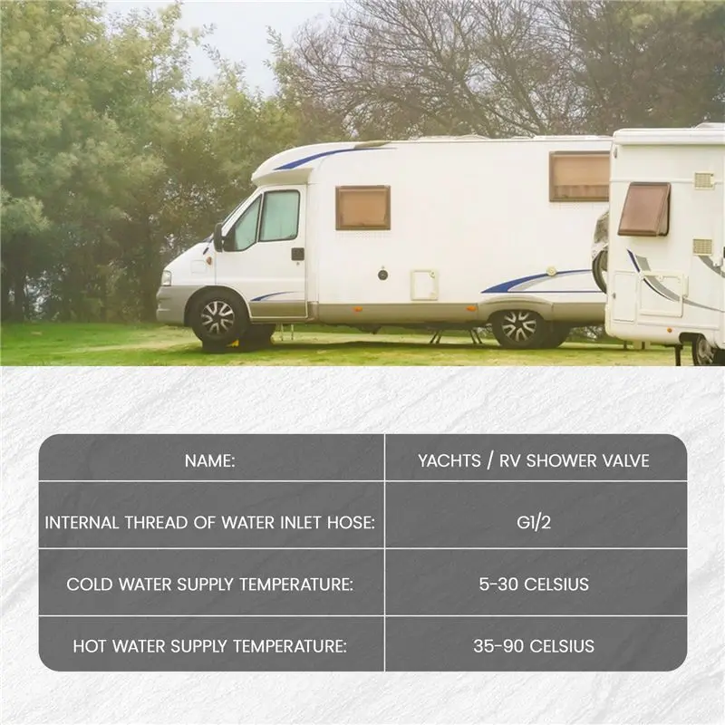 Stable-Shower Hose Valve Shower Faucet Hot & Cold Water Thermostatic Mixer Mixing Valve Suitable For RV And Yachts