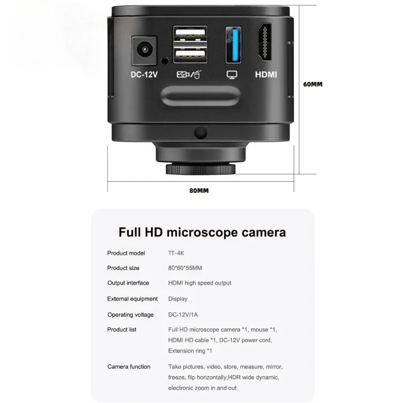 كاميرا ميكروسكوب Tribe Tool TT-4K (51 ميجابكسل) بمنفذ HDMI 1