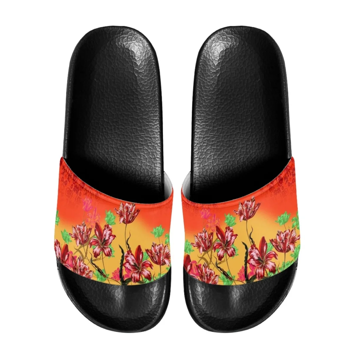 Women's New Home Slippers Bathroom Non-slip Slip On Slippers Fashion Art Floral Print Outdoor Beach Wading Flat Sandals for Men