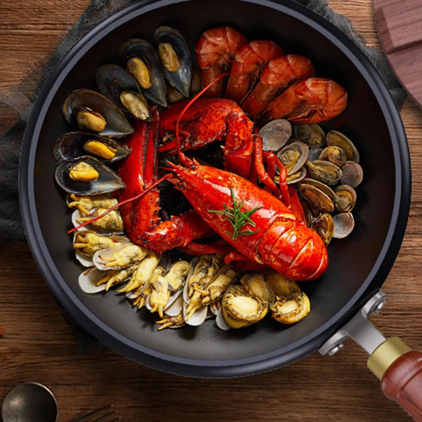 

Iron Wok Pan Cooking Pan Small Traditional Multipurpose Nonstick with Lid