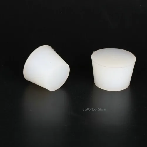 Imagen 2 del producto Tapón cónico sólido de tapón de silicona resistente a altas temperaturas, tapón de sellado de goma para matraz de laboratorio blanco
