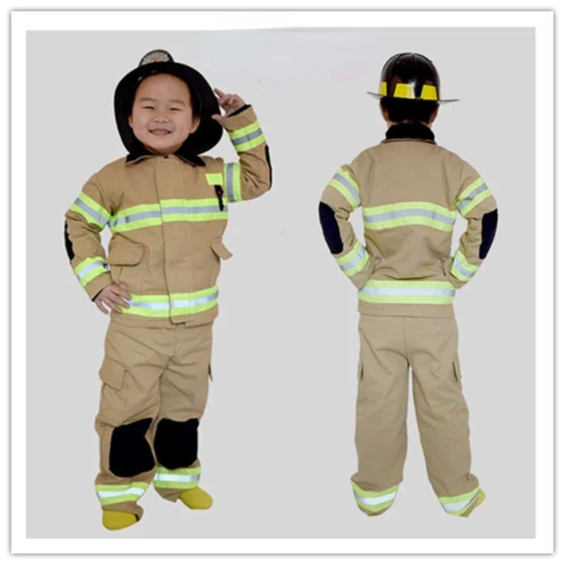 Fireman Sam Cosplay Costumes Cotton Linen Fancy Halloween Party Firefighter Uniform Boys Role Play Work Wear Kids Fireman Cos OA