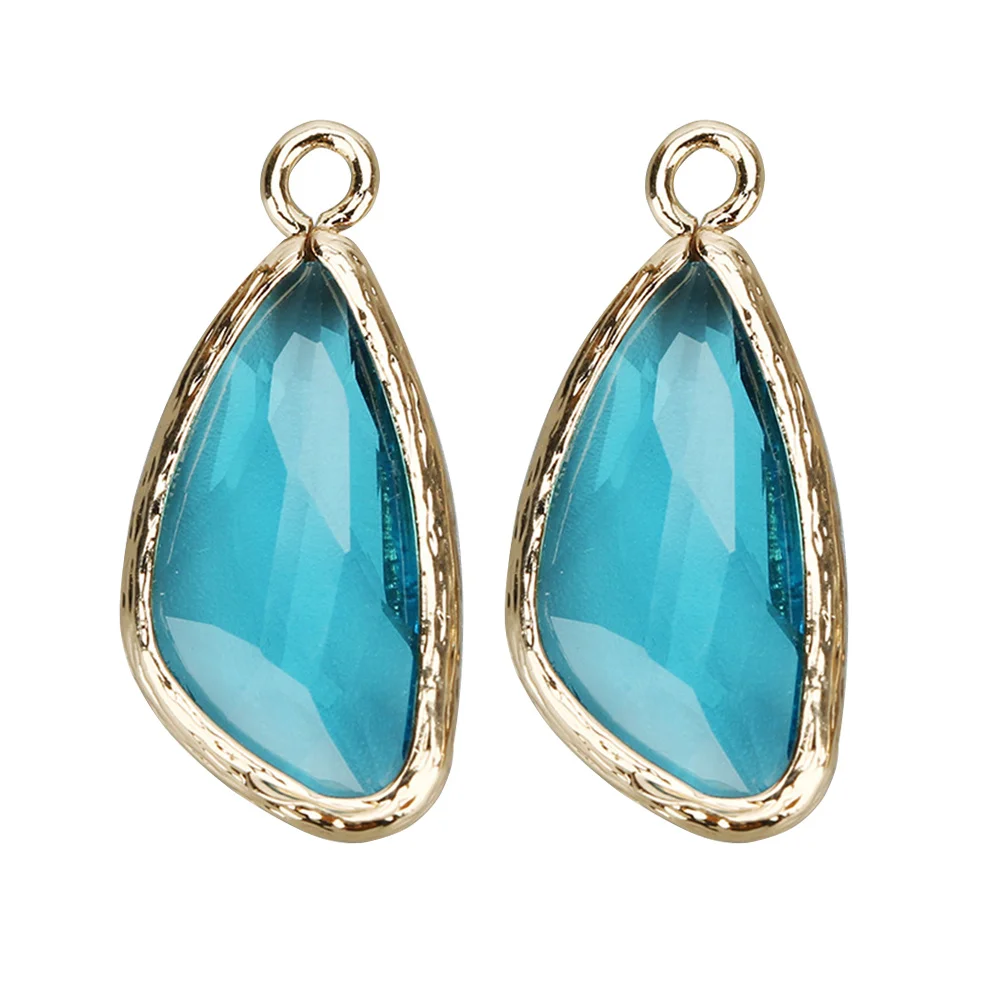 

5 шт., подвеска в форме капли воды, прозрачное небесно-голубое стекло, принадлежности для изготовления серег, ожерелий, браслетов, подвеска «сделай сам» для ювелирных изделий