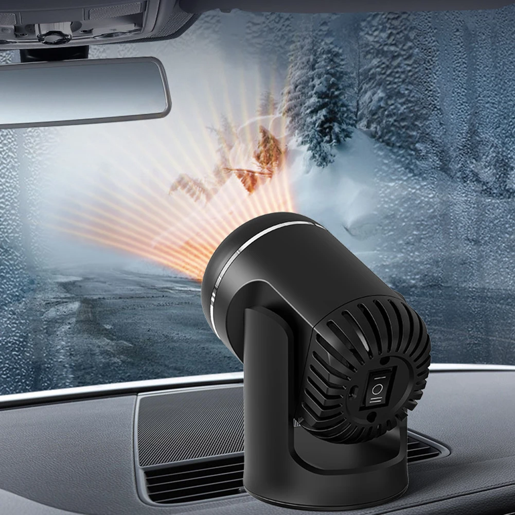 

Черный 24В вентилятор 2-в-1 для обдува и обогрева автомобиля с вращением на 360 градусов, быстрое размораживание лобового стекла, низкий уровень шума