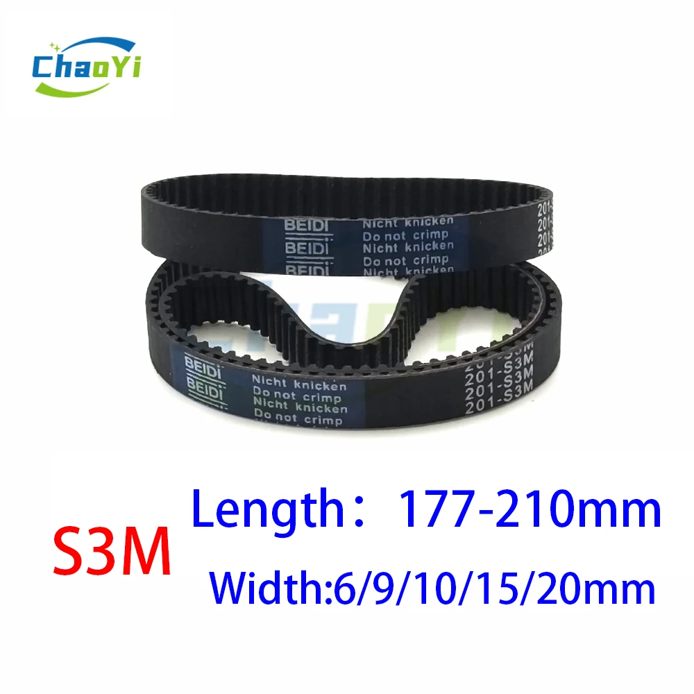 

S3M Timing Synchronous Belt Length 177 180 183 186 189 192 195 198 201 204 207 210mm Width 6-20mm Loop Rubber Transmission Belt