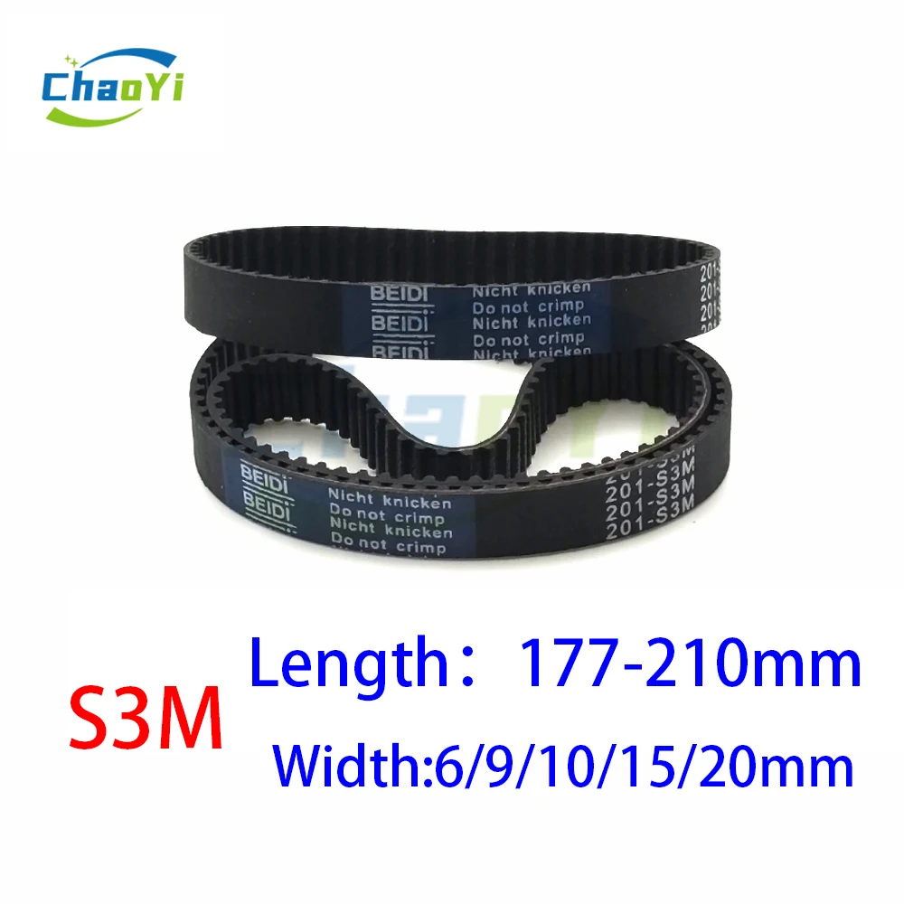 S3M Timing Synchronous Belt Length 177 180 183 186 189 192 195 198 201 204 207 210mm Width 6-20mm Loop Rubber Transmission Belt