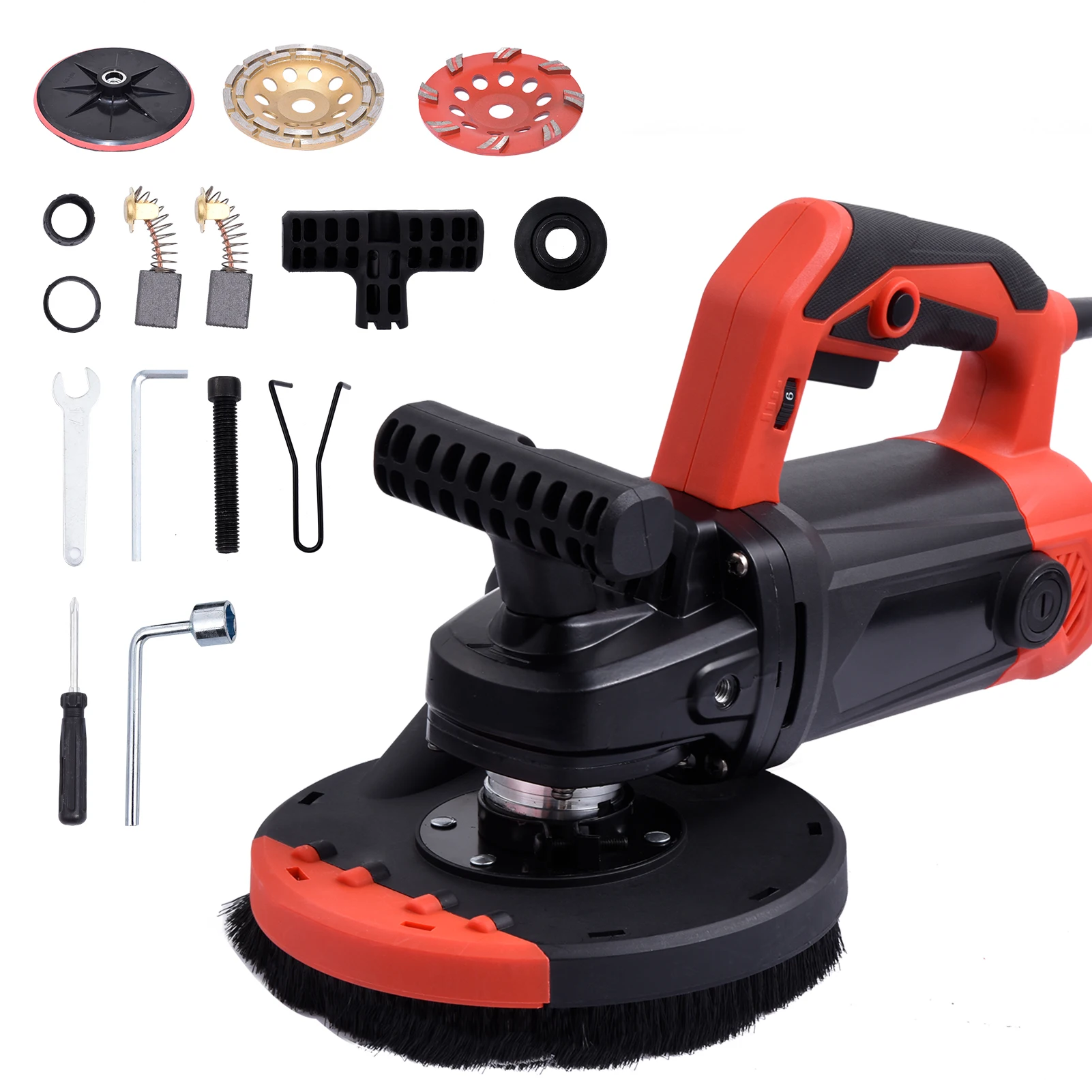 Single-Grip Concrete Grinder – 7-Inch Electric Grinding Machine with Dust Shroud for Seamless Floor Refinishing
