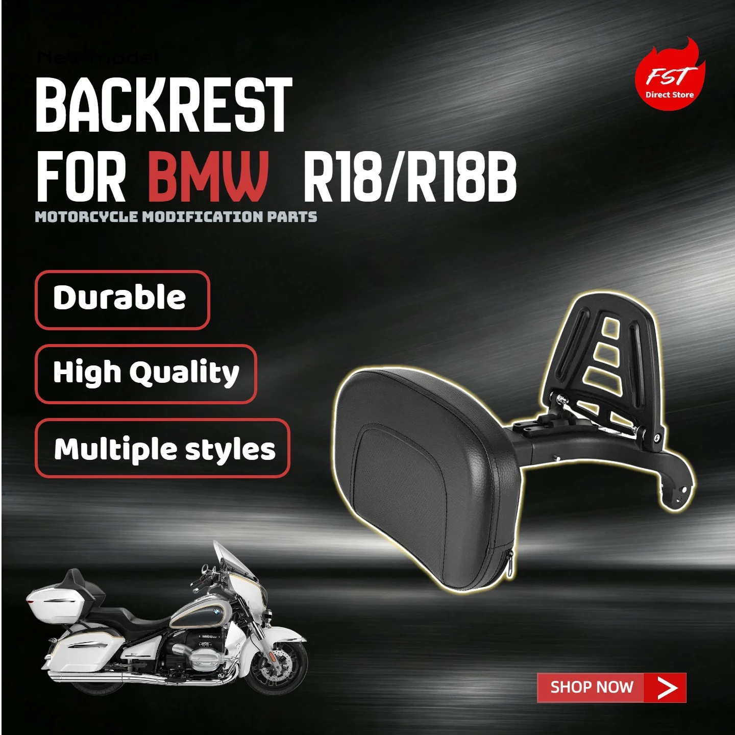 For BMW R18/R18B Multifunctional Folding Rear Backrest & Luggage Rack Cushion Mod Parts