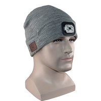 For Shoveling Snow Riding Winter Warm Bluetooth Head Light Lamp Hat Beanie with LED Music Cap Speakers & Mic Earbuds,C