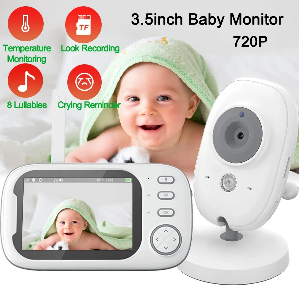 3.5 inch Wireless Video Baby Monitor Night Vision Temperature Monitoring 2 Way Audio Talk Baby Nanny Security Camera