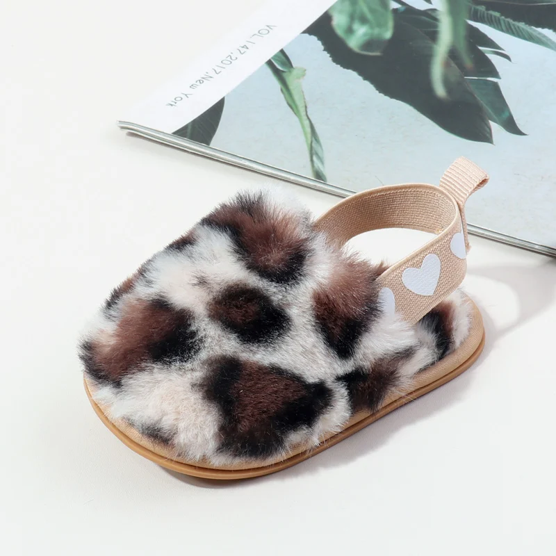 

2025 Winter Baby Unisex Pre-walking Indoor Outdoor Casual Shoes Leopard Print High Quality Fleece-lined Design For 0-18 Baby