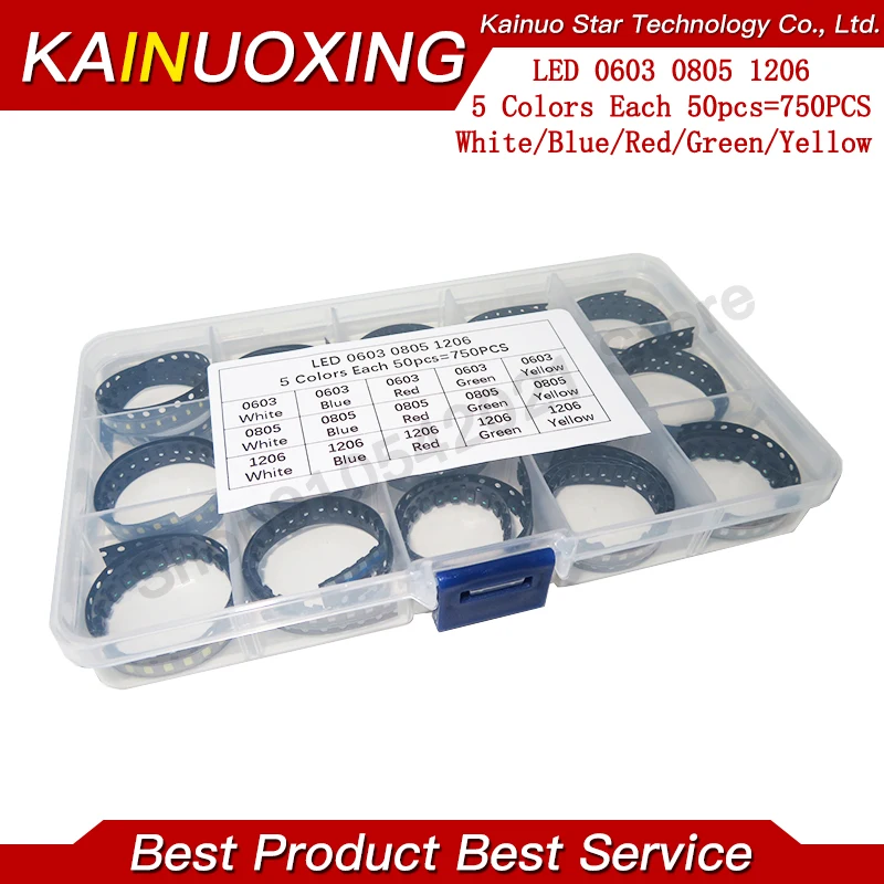 

750 шт./лот комплект светодиодов SMD 0603 0805 1206 красный/зеленый/синий/белый/желтый комплект светодиодных диодов 5 цветов по 50 шт.
